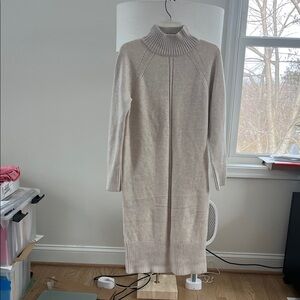 Ann Taylor Beige Long Sleeve Sweater Dress S